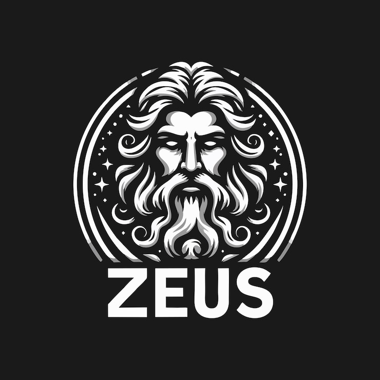 Vecteur l'icône du logo de la barbe du vieil homme de zeus est illustrée.