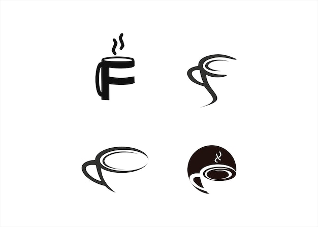 Vecteur icône du logo boisson thé café avec le symbole initial de la lettre abstraite f