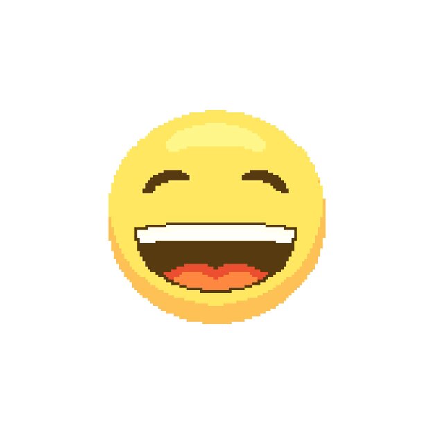 Vecteur icône du logo emoji visage riant en pixel art