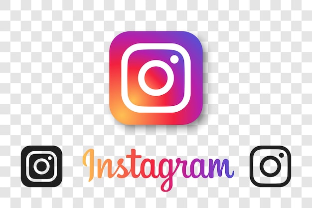 Icône Du Logo Instagram Avec Ombre Et Inscription Originale