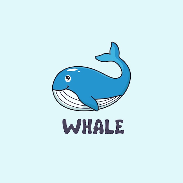 Icône Du Logo Ludique Dessin Animé De Baleine