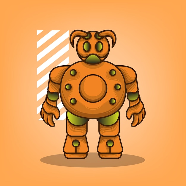 icône du logo de la mascotte mecha du robot humanoïde gras