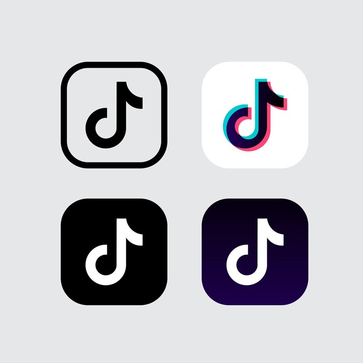 Vecteur icône du logo des médias sociaux tiktok avec 4 variantes