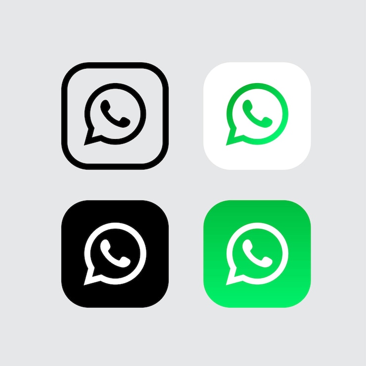 Vecteur icône du logo des médias sociaux whatsapp avec 4 variantes