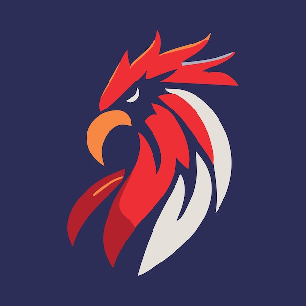 Icône Du Logo Moderne Du Coq Tête De Poule Isolée Logo De L'équipe Sportive