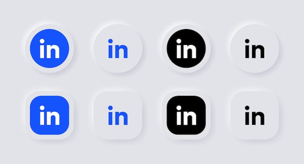 Vecteur icône du logo neumorphique linkedin pour les icônes de médias sociaux populaires logos dans les boutons de neumorphisme ui ux