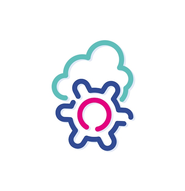Icône Du Logo De Réglage Du Système De Cloud Coloré Abstrait. Sauvegarde Sur Internet. Des Lignes Modernes Avec Un Nouveau Pop