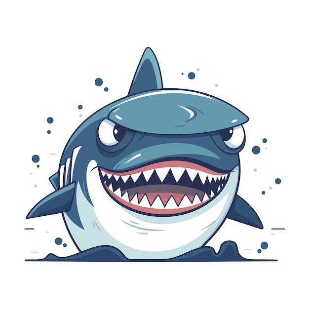 Icône Du Logo Requin Bleu En Colère
