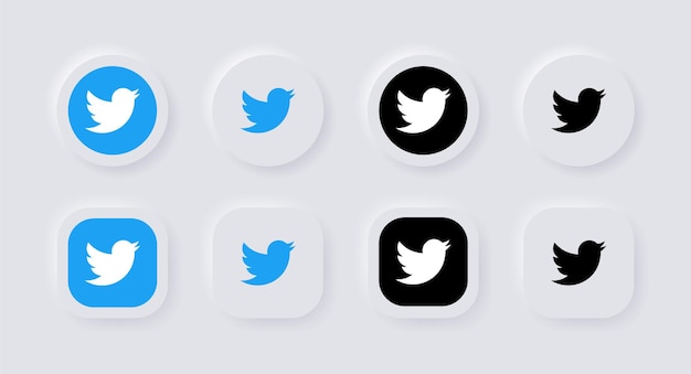 Icône Du Logo Twitter Neumorphique Pour Les Icônes De Médias Sociaux Populaires Logos Dans Les Boutons De Neumorphisme Ui Ux