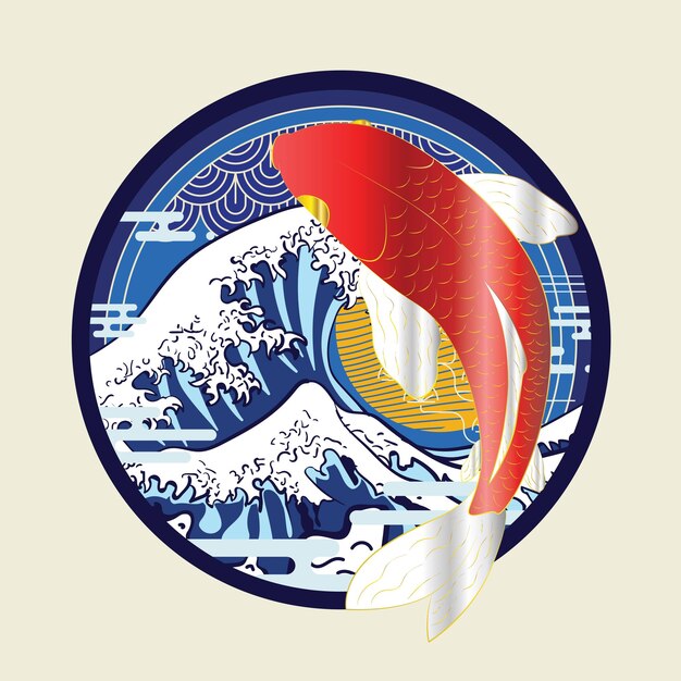 Vecteur icône du logo vectoriel poisson koi