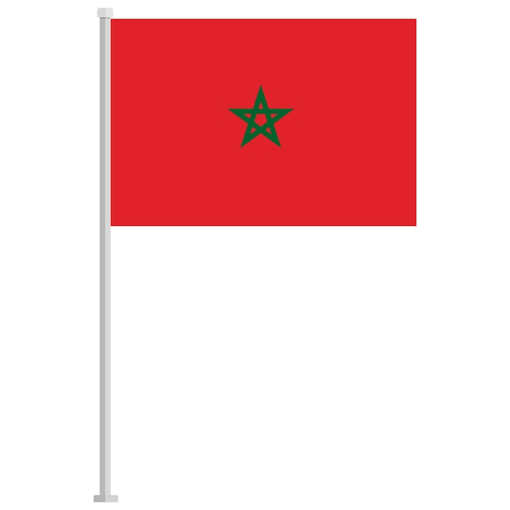 Vecteur icône du mât du drapeau national du maroc isolée sur fond blanc
