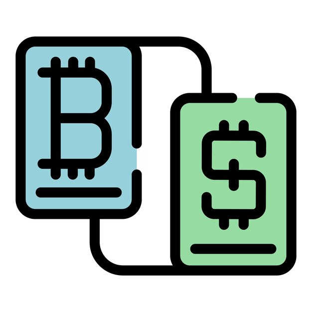 Icône du réseau Bitcoin Outline Icône vectorielle du réseau Bitcoin couleur plate isolée
