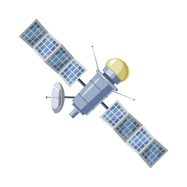 Vecteur icône du satellite de la terre sputnik dans le style de dessin animé sur un fond blanc