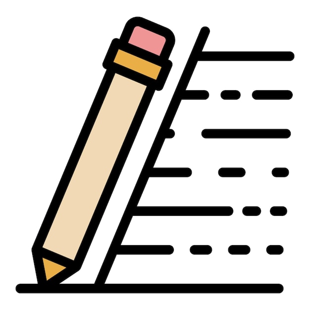 Vecteur icône du stylo d'écriture contour de l'icône vectoriel du stylod'écriture couleur plate isolée