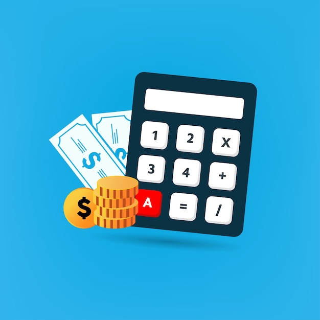 Icône du vecteur de réception de paie et de la calculatrice