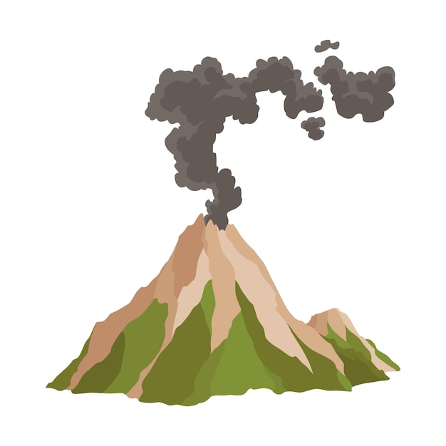 Vecteur icône du volcan magma nature explosant avec de la fumée un élément de fumée d'activité volcanique éveillée