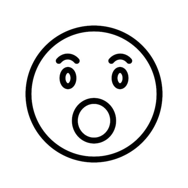 Icône Emoji de la ligne du visage surpris Illustration vectorielle isolée