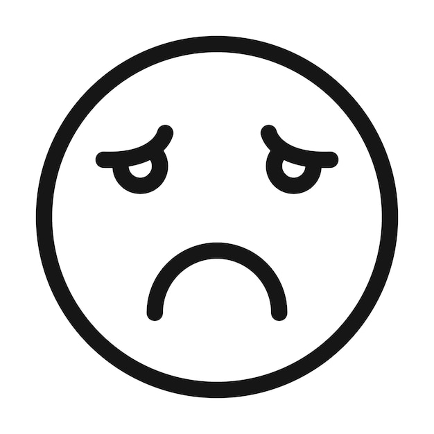 Icône d'émoticone triste ou solitaire Logo vectoriel de ligne noire