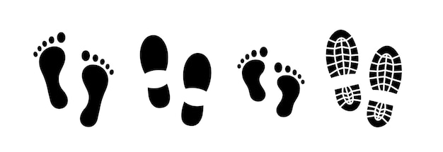 Icône de l'empreinte humaine de l' empreinte du bébé Silhouette des empreintes de l' enfant Illustration vectorielle