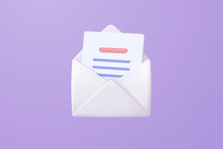 Vecteur icône d'enveloppe de courrier 3d avec notification nouveau message sur fond violet lettre d'email minimale avec papier à lettre lire icône message concept vecteur 3d rendu fond pastel isolé