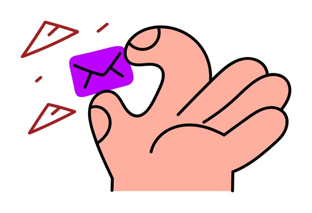 Vecteur icône d'enveloppe virtuelle à la main