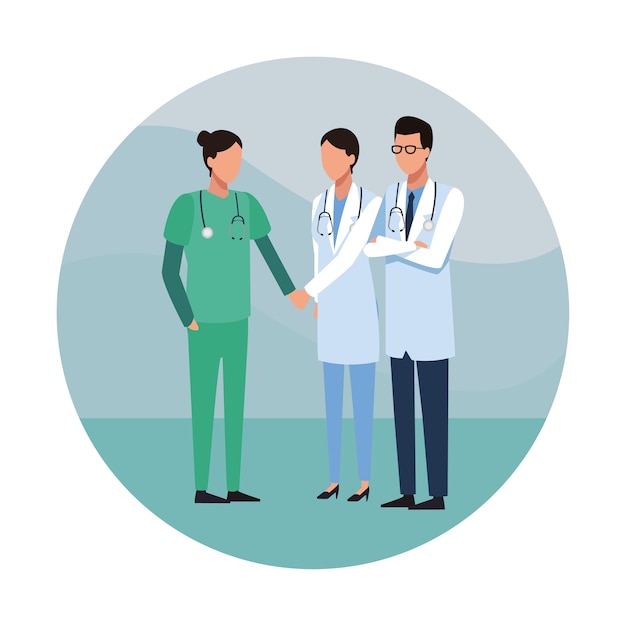 Icône d&#39;équipe médicale ronde