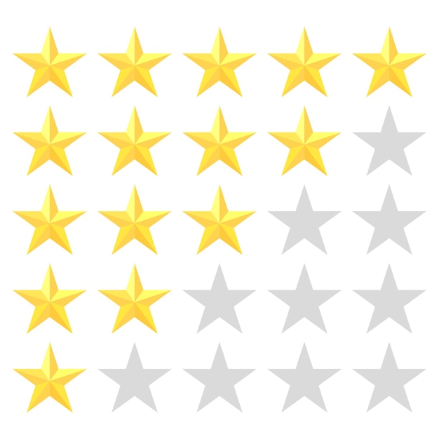 Icône d'étoiles d'évaluation Étoiles dorées et grises Rétroaction et critiques Illustration vectorielle