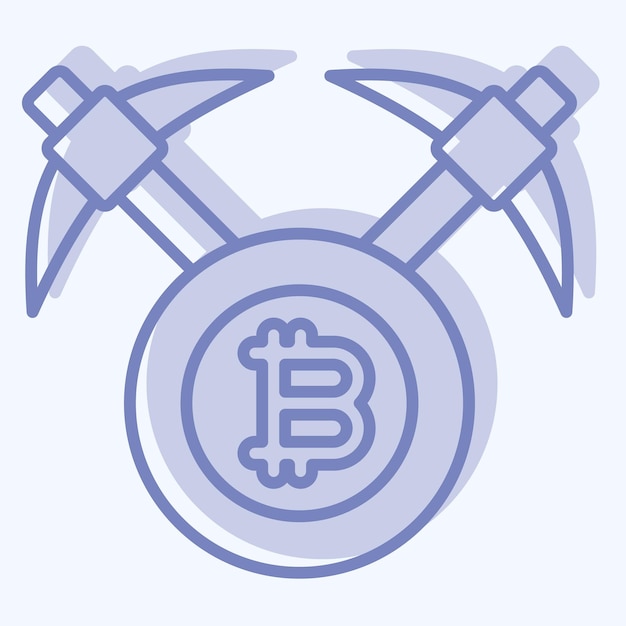 Icône de l'exploitation minière de Bitcoin Axe liée à la cryptographie symbole de style à deux tons illustration de conception simple