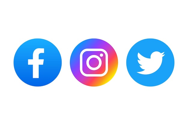 Vecteur icône facebook, instagram et twitter