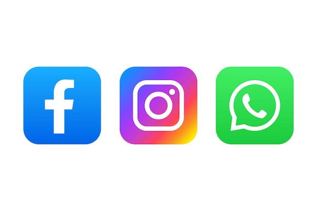 Vecteur icône facebook, instagram et whatsapp
