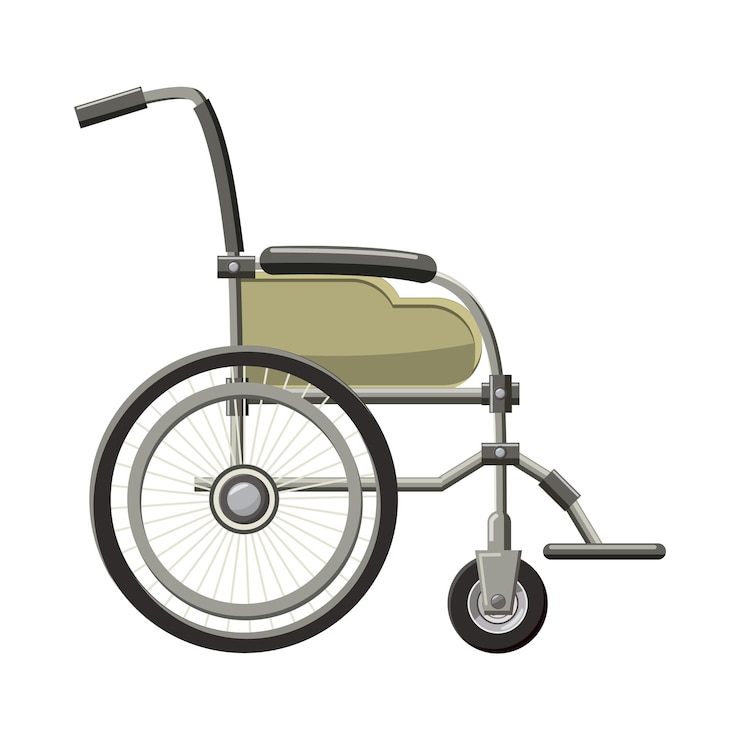 Vecteur icône de fauteuil roulant dans le style de dessin animé sur un fond blanc
