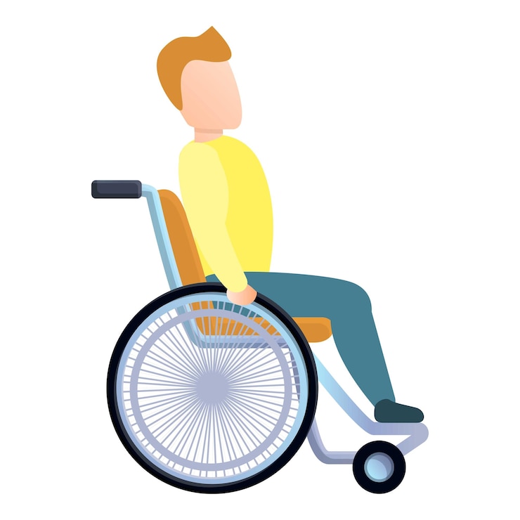Vecteur icône de fauteuil roulant d'étudiant icône vectorielle de fauteau roulant de l'élève pour la conception de sites web isolée sur fond blanc