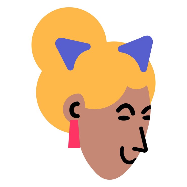 Icône de fête d'anniversaire de femme aux oreilles de chat
