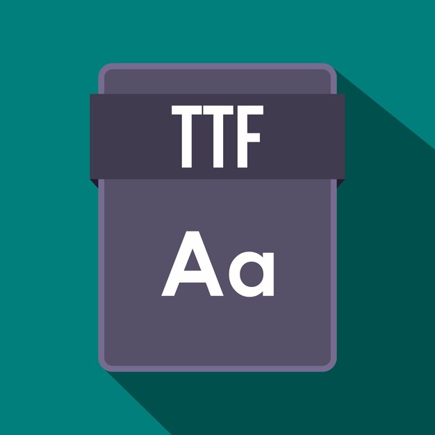 Vecteur icône de fichier ttf dans un style plat sur fond bleu