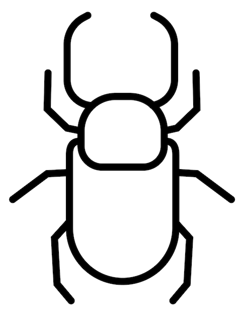 Icône de fine ligne de bogue à cornes Symbole de coléoptère