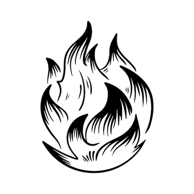Icône de flamme de vecteur de feu Icône noire isolée sur fond blanc
