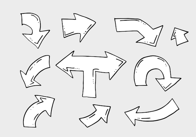 icône de flèche dessinée à la main isolée sur fond blanc