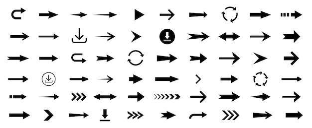 Icône de flèche Flèches simples modernes Collection différentes flèches sur le style plat pour la conception Web ou l'interface Ensemble de flèches Illustration vectorielle
