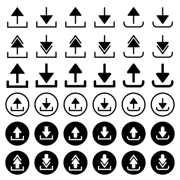 Vecteur icône de flèche pour le téléchargement, le téléchargement, l'accès, l'addition et la soustraction