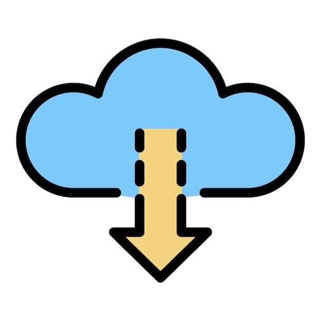 Icône De Flèche Vers Le Bas Du Nuage Contour De La Flèche Du Nuage Vers Le Bas Icône Vectorielle Couleur Plate Isolée