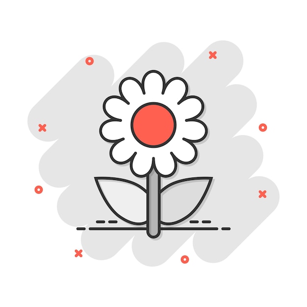 Icône De Fleur De Camomille De Dessin Animé De Vecteur Dans Le Style Comique Pictogramme D'illustration De Concept De Marguerite Concept D'effet D'éclaboussure D'affaires De Camomille