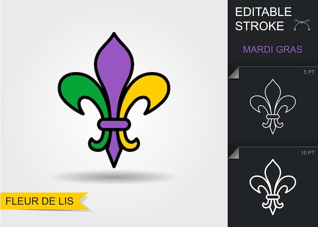 Icône Fleur De Lys Line Avec Trait Modifiable Avec Ombre