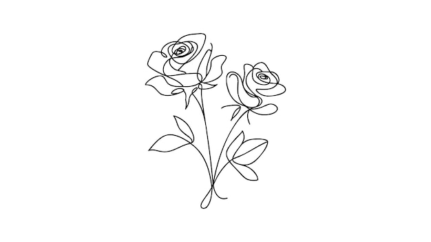Vecteur icône de fleur de rose dessin continu d'une ligne