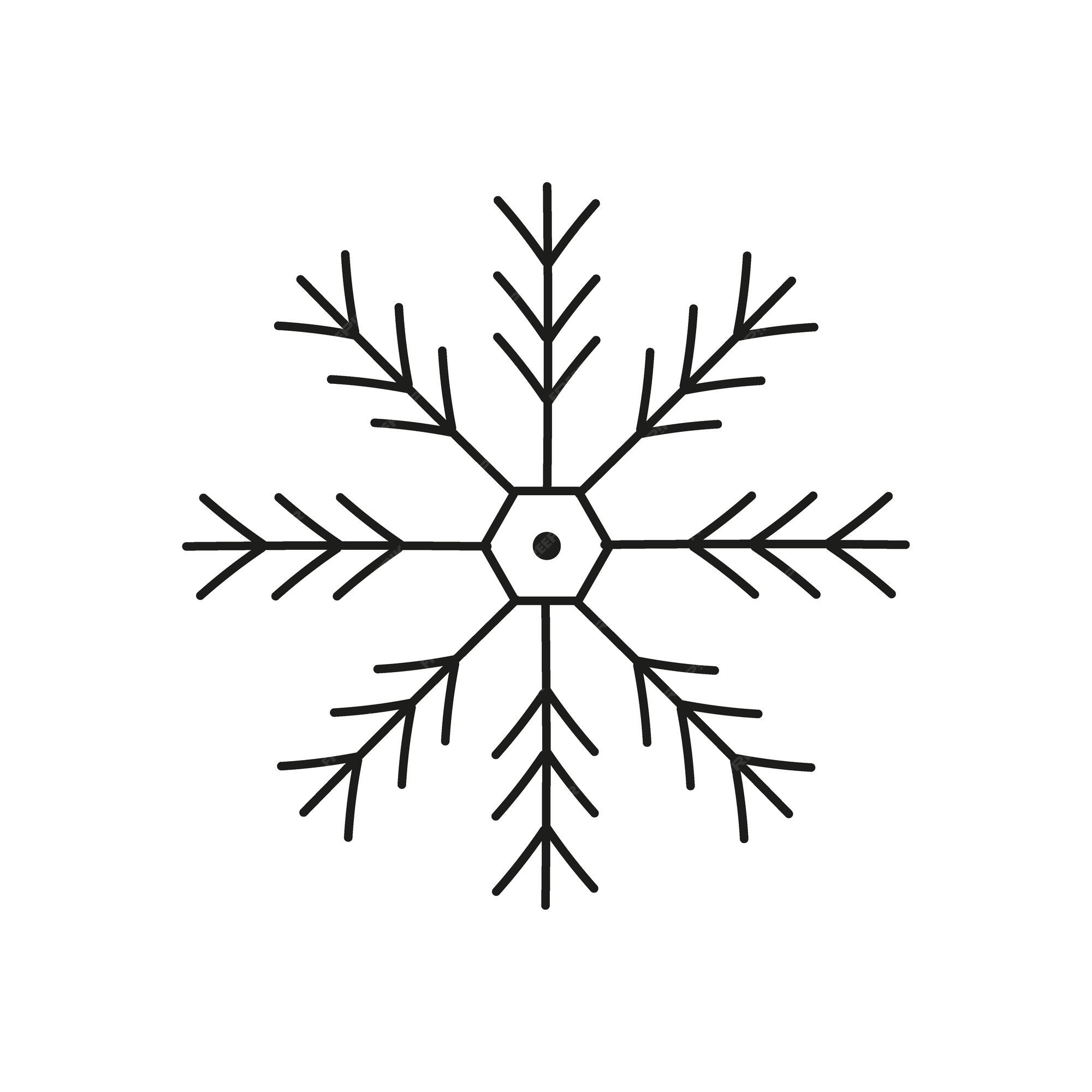 Flocon De Neige Dessin Noir Et Blanc Icône De Flocon De Neige Noir Isolé Sur Fond Blanc élément De Conception De Noël Et Du Nouvel An Congelé | Vecteur Premium