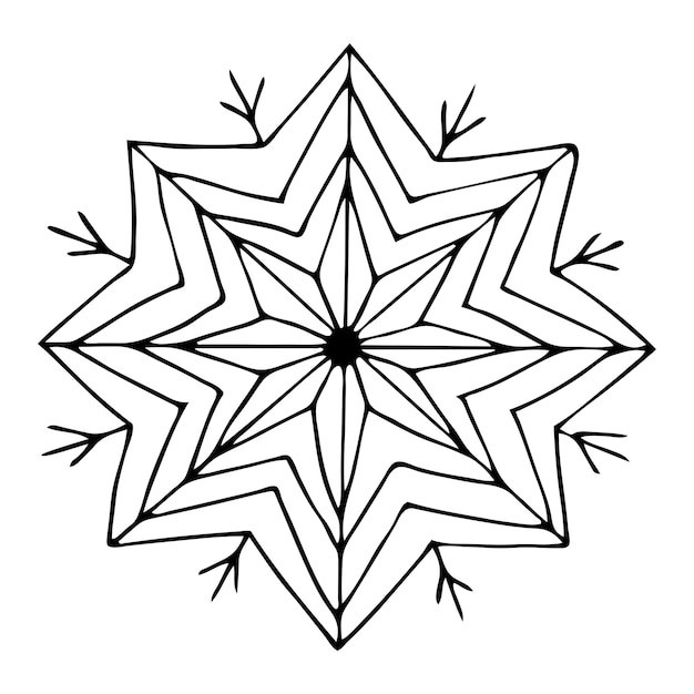 Une Icône De Flocon De Neige à Vecteur Unique. Illustration De Doodle Hiver Dessinés à La Main. Icône De Noël.