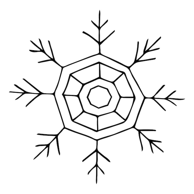 Une Icône De Flocon De Neige à Vecteur Unique. Illustration De Doodle Hiver Dessinés à La Main. Icône De Noël.