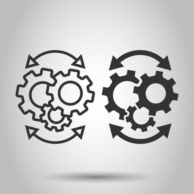 Icône de flux de travail dans un style plat Illustration vectorielle efficace d'engrenage sur fond blanc isolé Concept d'entreprise d'organisation de processus