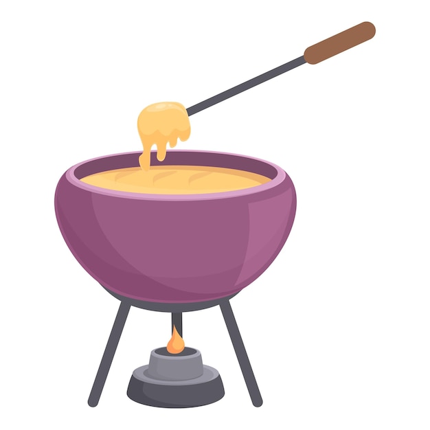 Icône de fondue d'hiver vecteur de dessin animé Sauce de cuisson Plat traditionnel