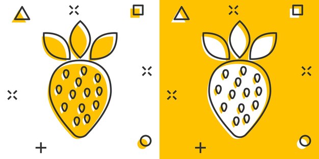 Icône De Fruit De Fraise De Dessin Animé De Vecteur Dans Le Style Comique Pictogramme D'illustration De Signe De Baie Mûre Concept D'effet De Splash D'entreprise De Fraise