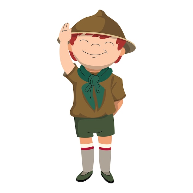 Vecteur icône de garçon scout de salut dessin animé de l'icône de vecteur de garçon de scout de salut pour la conception de sites web isolée sur fond blanc